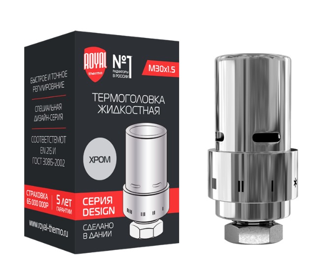 картинка Термостатическая головка ROYAL THERMO DESIGN М30х1,5 (Хром). А-Технология