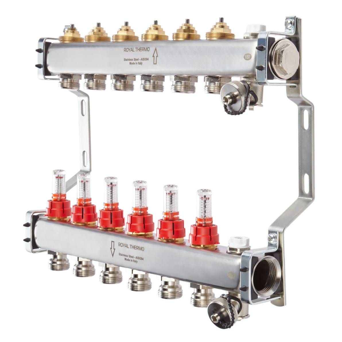 картинка RTE 52.103 Коллекторная группа ROYAL THERMO 1" 03 отвода 3/4 с расходомерами А-Технология