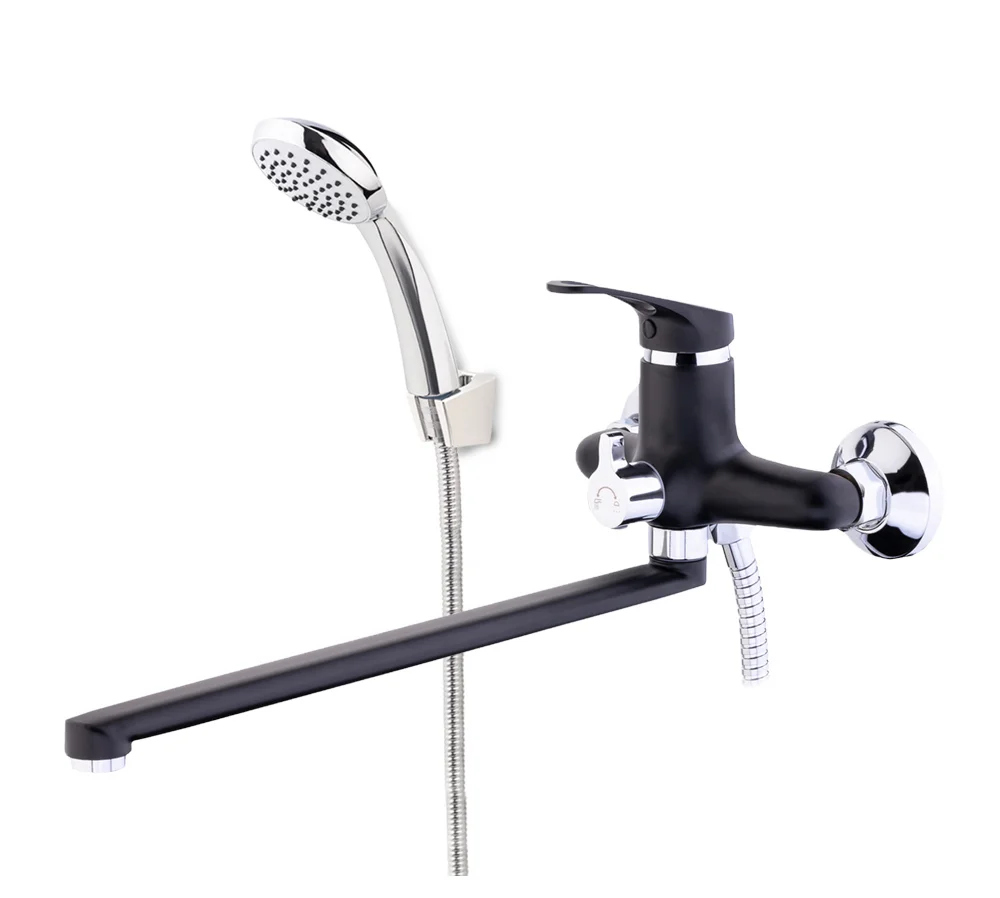 картинка SD400506-07 Смеситель для ванны A-TEH Черный классика излив нержавеющая сталь 35 см А-Технология