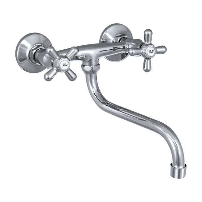 картинка СЛ-ДВ-О24 Смеситель настенный для мойки, двуручный. А-Технология