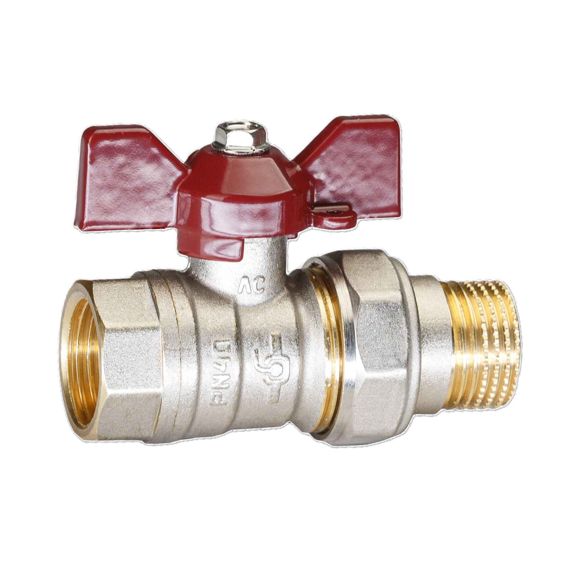 картинка Кран шаровой прямой латунный TEMPER DN15 PN40 американка бабочка А-Технология