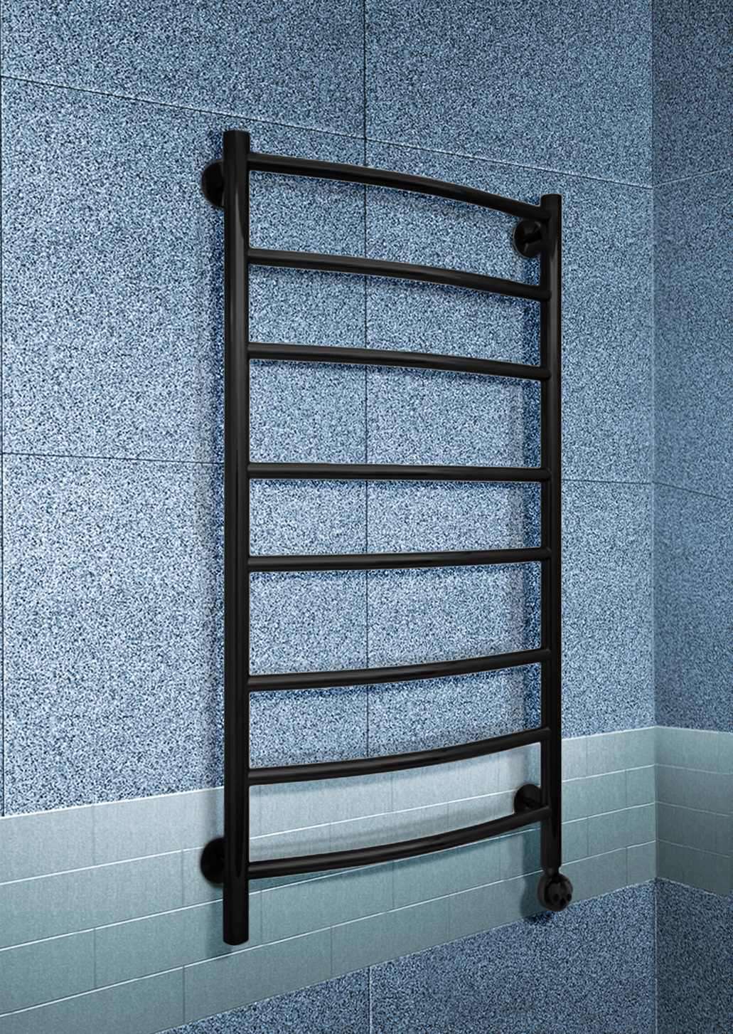 картинка Полотенцесушитель ЛД(6) 800*500, электрический ТЭН, 300 Вт,черный матовый А-Технология