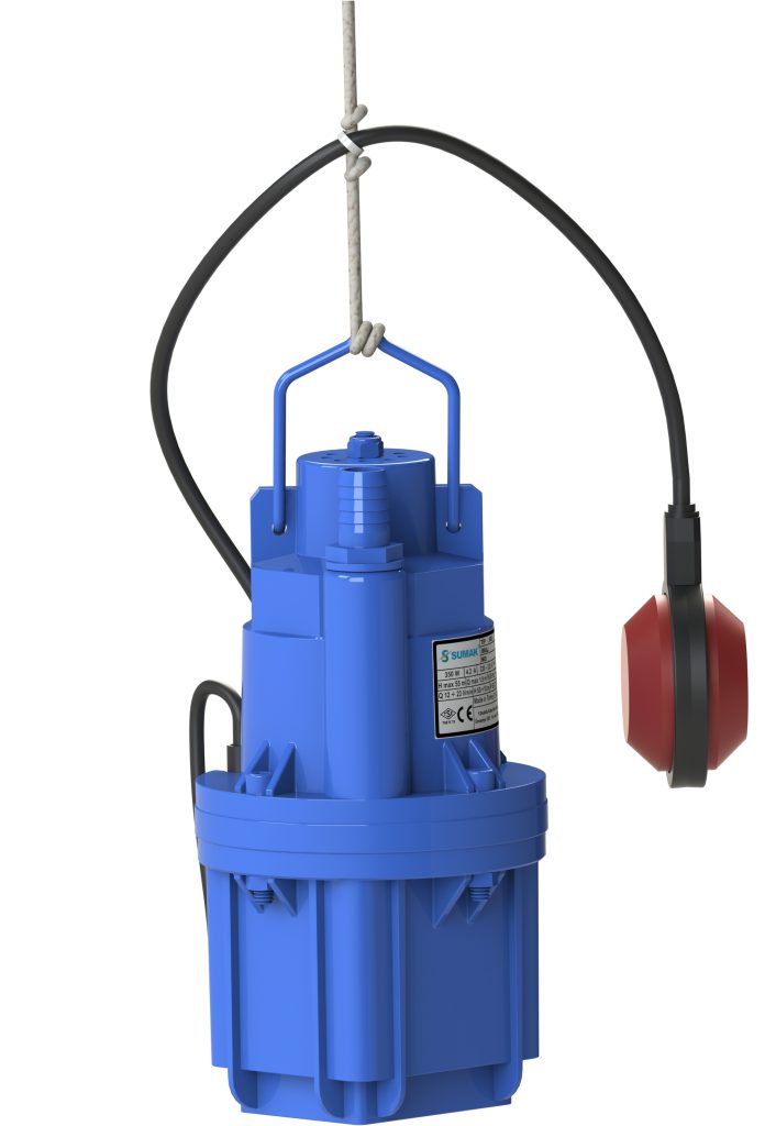 картинка Вибрационный погружной насос SUMAK SUBMERSIBLE PUMP 350W 220V 3.5A 3/4"10M CABLE+ FLOATER от магазина  А-технология