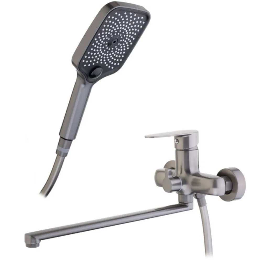 картинка SD40866-25 Смеситель для ванны A-TEH Оружейная сталь излив нержавеющая сталь 35 см. А-Технология