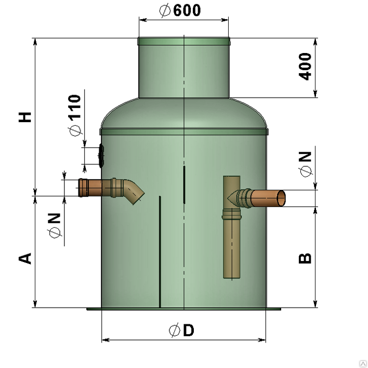 картинка Жироуловитель вертикальный ЖУ-2=3л/с "ЖУ-ТСК-3" А-Технология