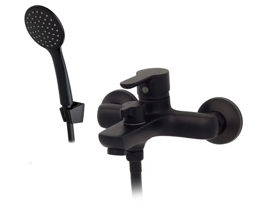 картинка SD70002-07 Смеситель для ванны A-TEH Черный с душем с коротким изливом, с лейкой. А-Технология