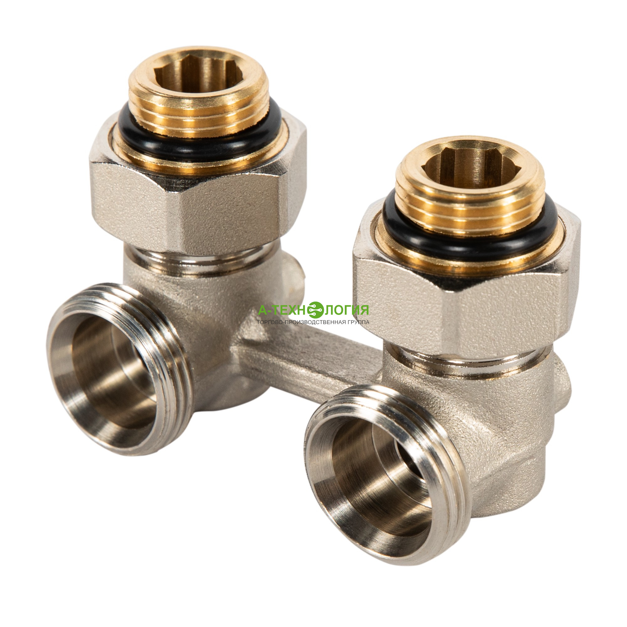 картинка Узел нижнего подключения угловой ROYAL THERMO 1/2"х3/4" EK (Никель) А-Технология