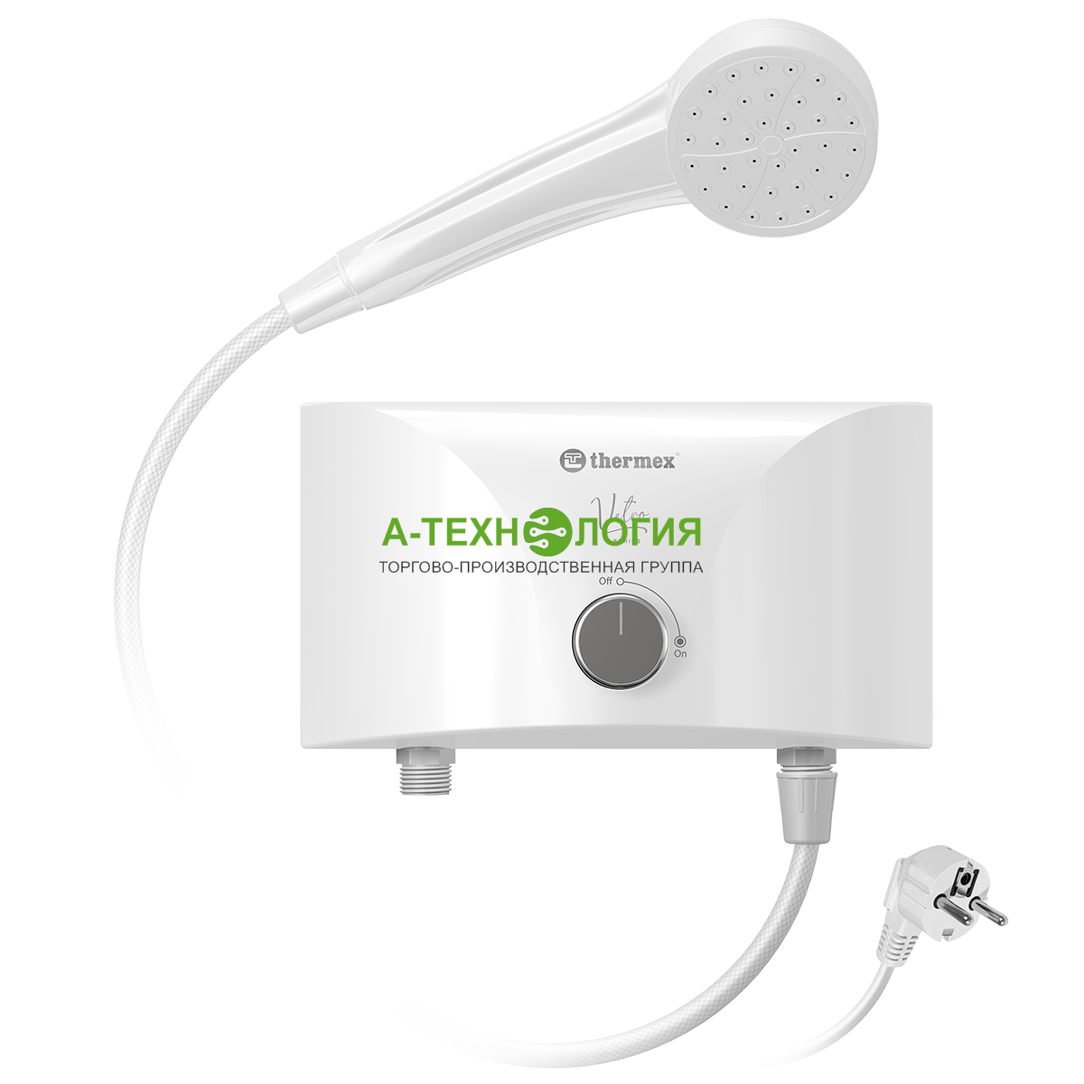 картинка Проточный водонагреватель THERMEX VETRO 5500 SHOWER А-Технология