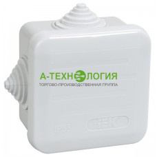 картинка Коробка распаячная КМ 41236  70х70х40 мм IP44 (RAL7035, 4 гермоввода, защелкивающаяся крышка) А-Технология