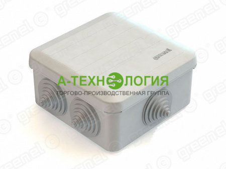 картинка Коробка распаячная открытой установки100х100х50 IP55 Серый с защелкив.крышкой А-Технология
