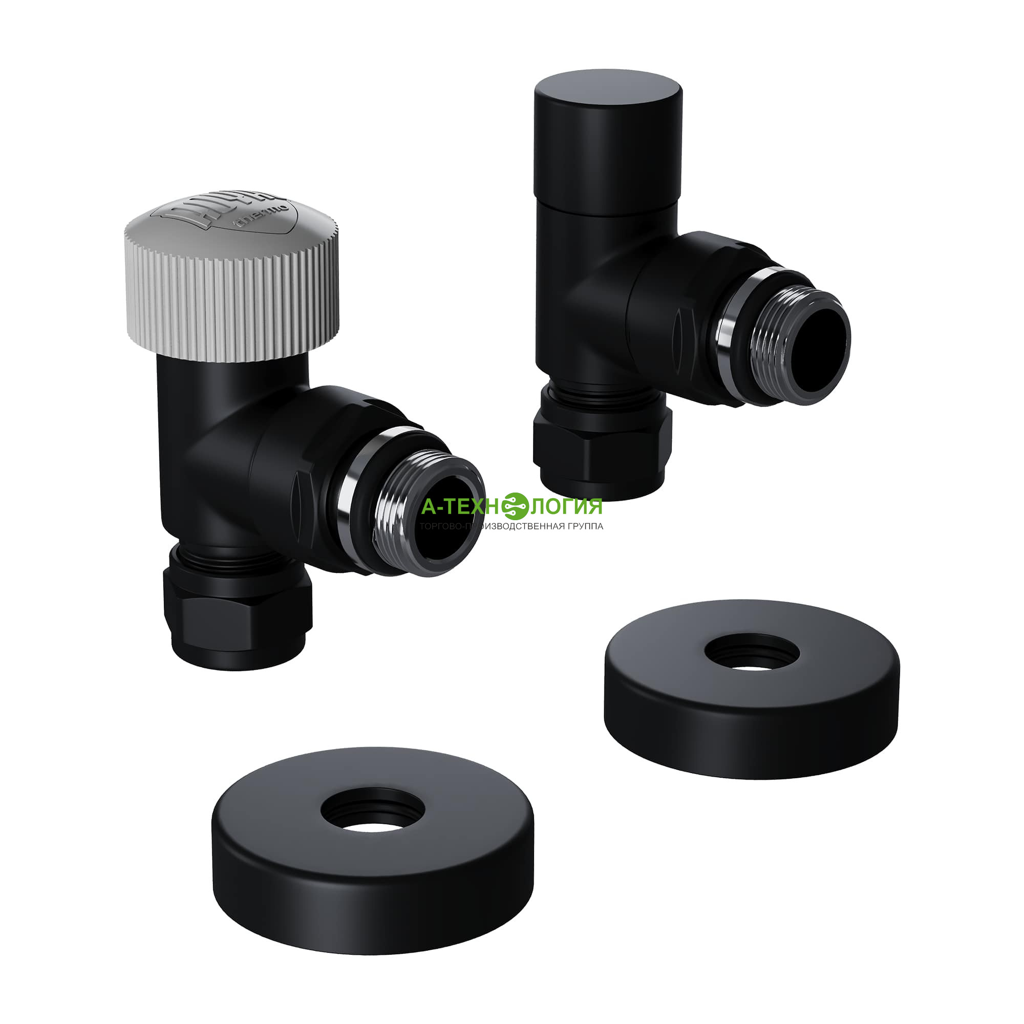 картинка Набор термостатический угловой ROYAL THERMO DESIGN PRO 1/2" М30х1,5 (Черный)  А-Технология