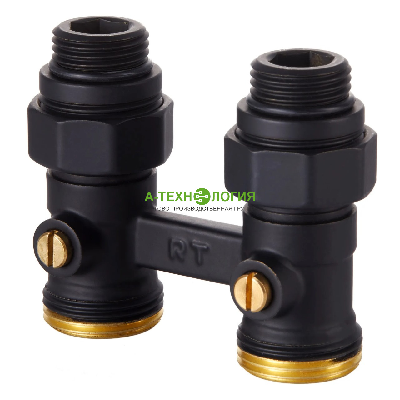 картинка Узел нижнего подключения прямой ROYAL THERMO 1/2"х3/4" EK (Черный)  А-Технология