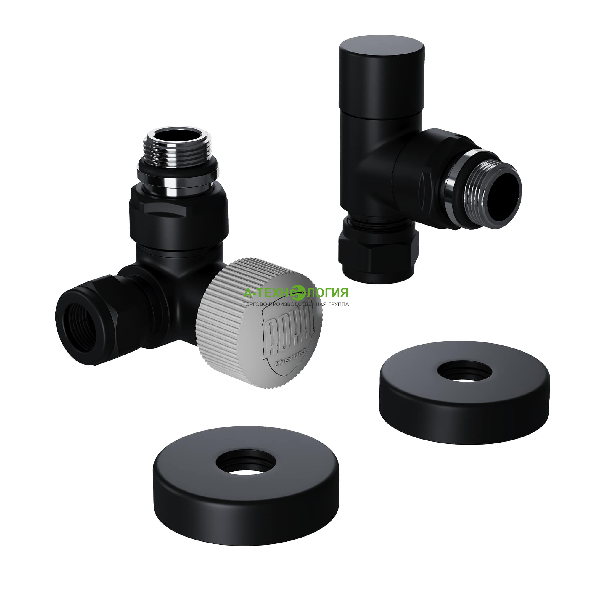картинка Набор термостатический трехосевой ROYAL THERMO DESIGN PRO 1/2" М30х1,5 (Черный)  А-Технология