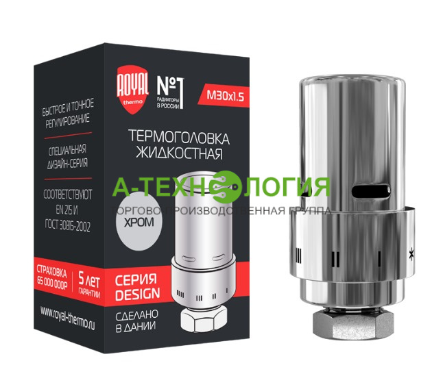 картинка Термостатическая головка ROYAL THERMO DESIGN М30х1,5 (Хром). А-Технология