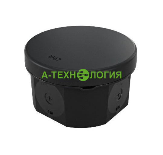 картинка Коробка распаячная открытой установки D70x40 IP67 Черный А-Технология