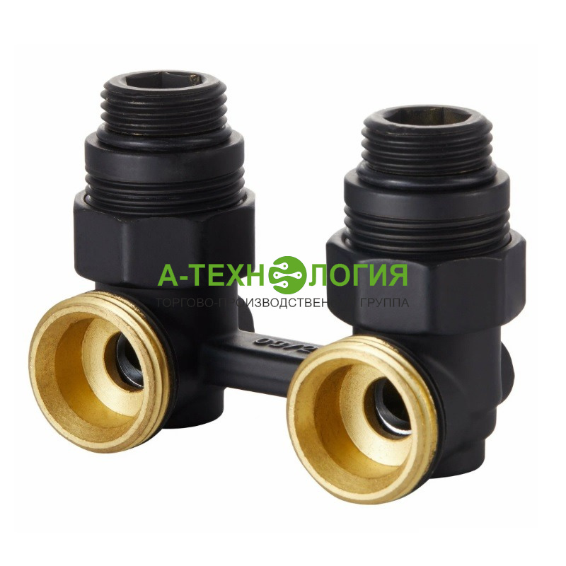 картинка Узел нижнего подключения угловой ROYAL THERMO 1/2"х3/4" EK (Черный)  А-Технология