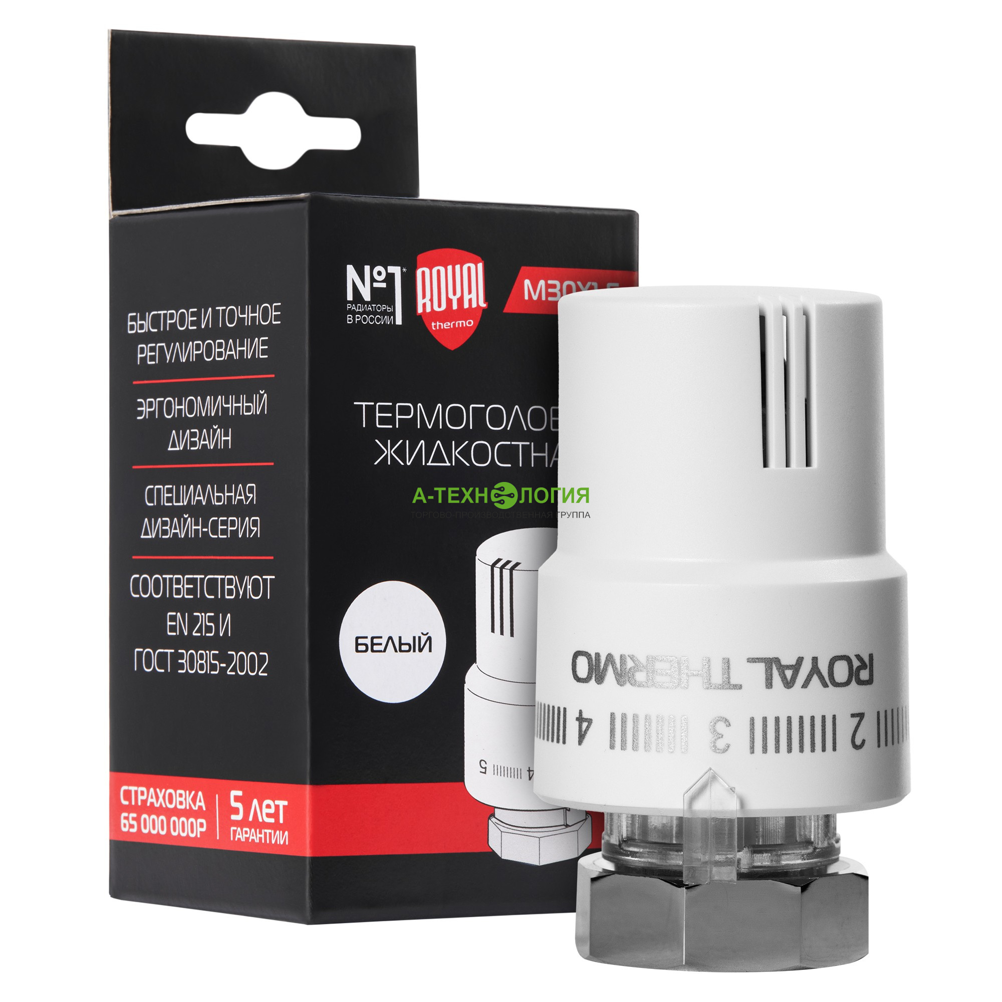 картинка Термостатическая головка ROYAL THERMO М30х1,5 (Белый) А-Технология