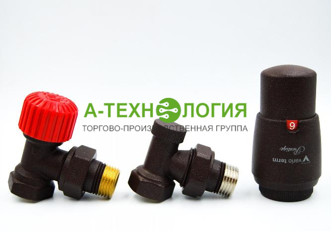картинка ELGS0224C/FK Комплект подключения термостатический VARIO Elegant угловой 1/2" черный матовый. А-Технология