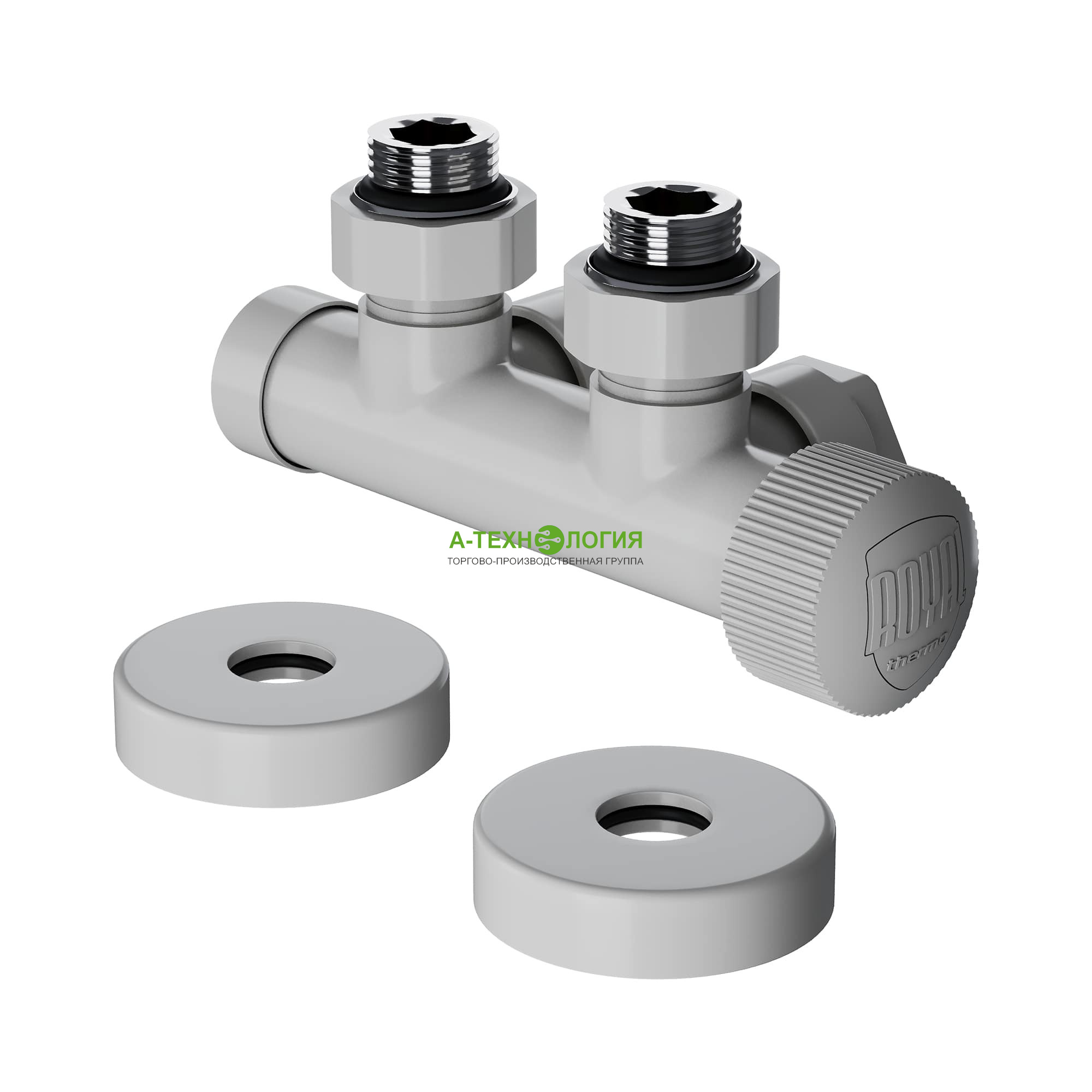 картинка Узел нижнего подключения термостатический угловой ROYAL THERMO DESIGN PRO 1/2" М30х1,5 (Белый)  А-Технология