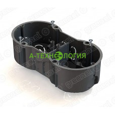 картинка Коробка скрытой установки 141х70х45 IP30 Зеленый 2-мест.для полых стен с саморезами А-Технология