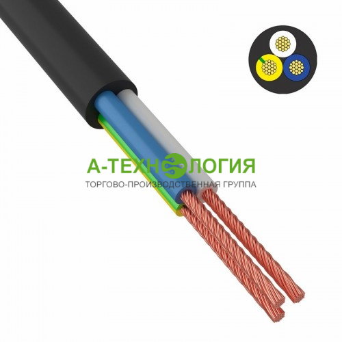 картинка Провод соединительный ПВС 3x1,0 мм2 200 м черный ГОСТ 7399-97 А-Технология