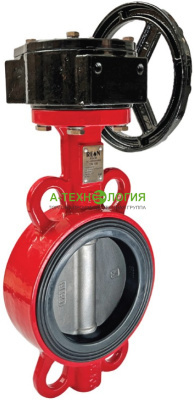 картинка затвор дисковый поворотный reon тип rsv79red pn16 dn65 с редуктором и диском из нержавеющей стали