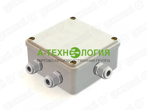 картинка Коробка распаячная открытой установки 100х100х50 IP55 Cерый с гермовводом PG9 А-Технология