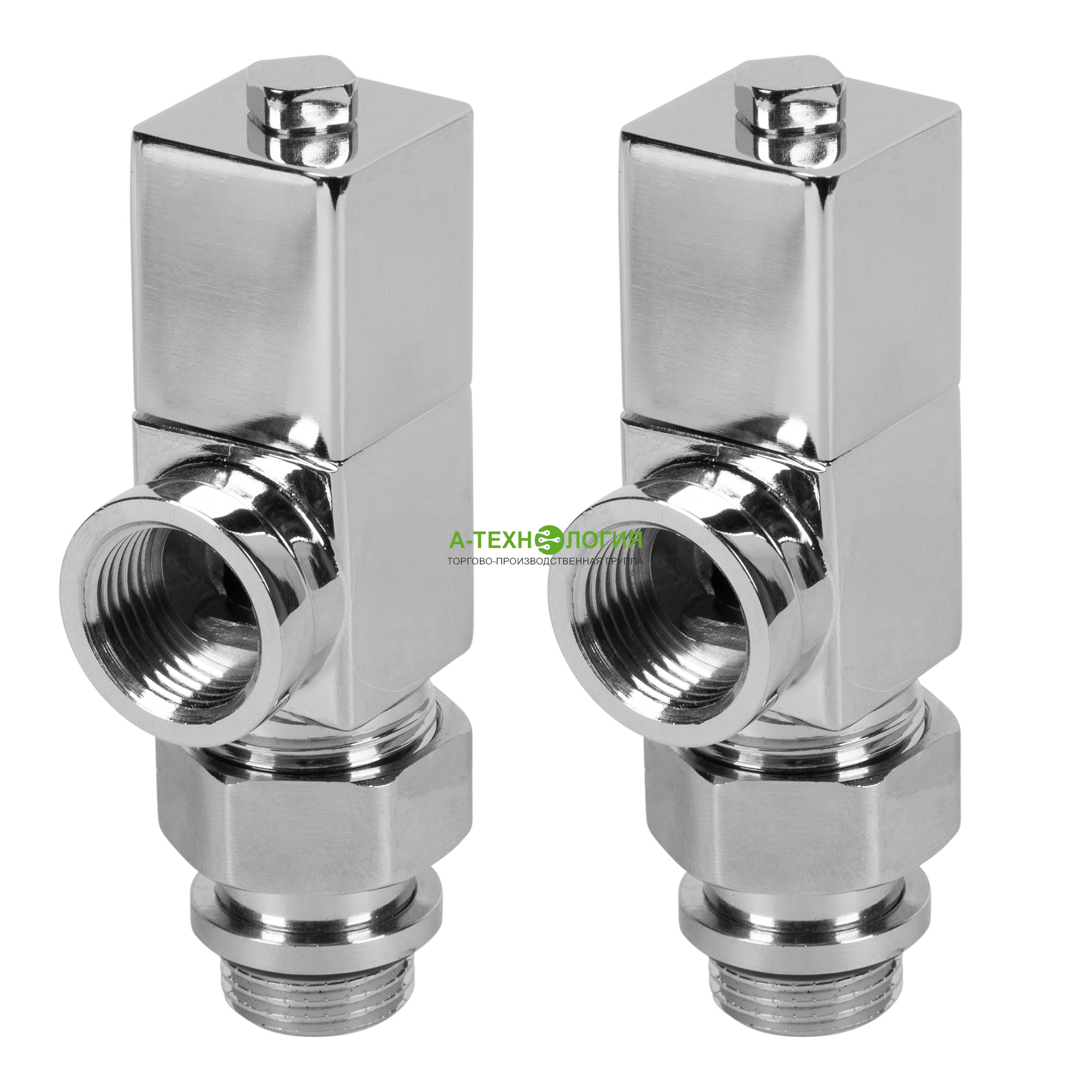 картинка Набор дизайн-вентилей ручной осевой ROYAL THERMO CUBE 1/2" (Хром) А-Технология