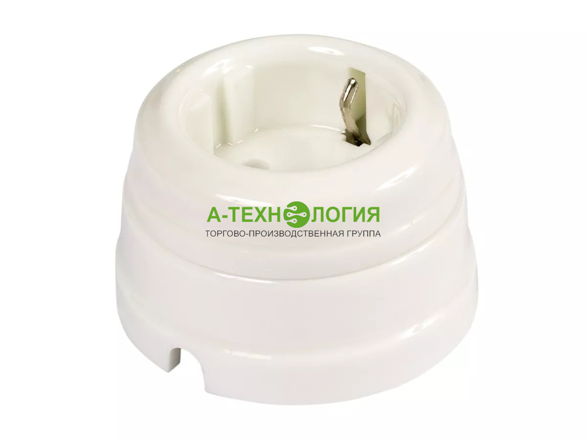картинка Ретро розетка фарфоровая с заземляющим контактом А-Технология