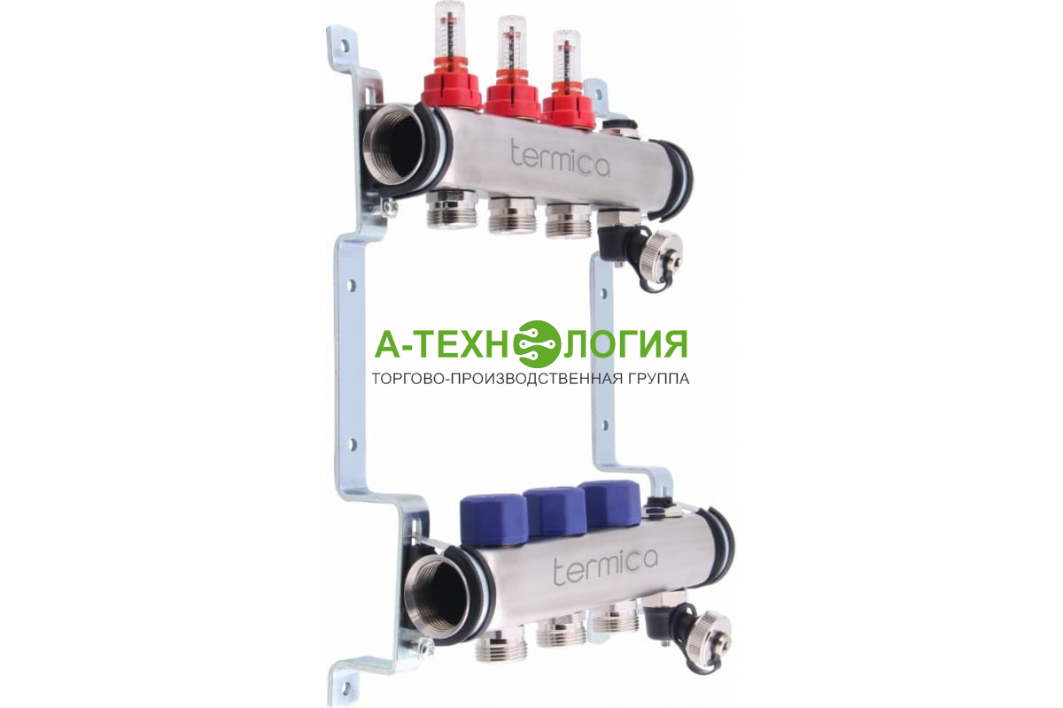 картинка Коллекторная группа TERMICA 1" 6 отводов 3/4 с расходомерами А-Технология
