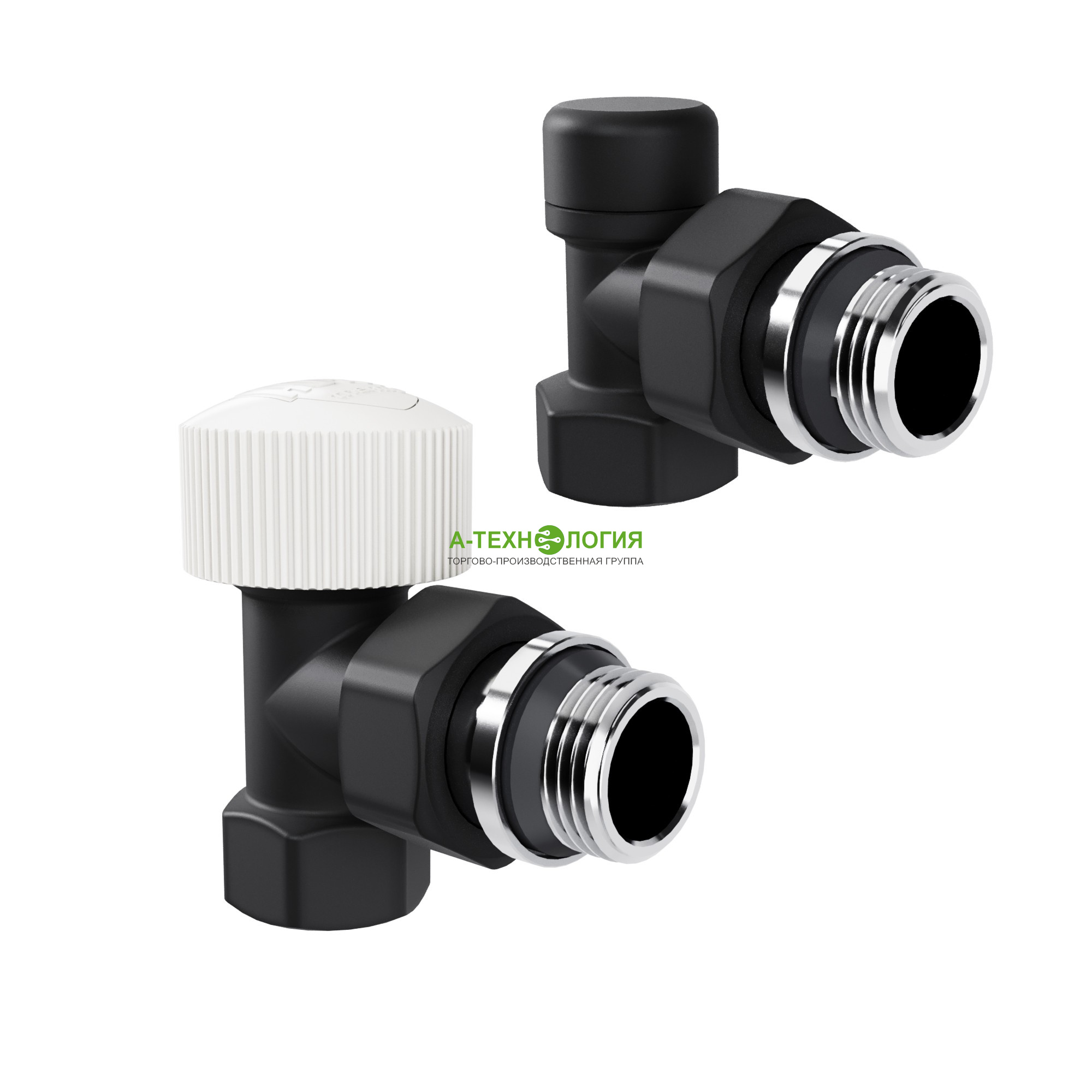картинка Набор термостатический угловой ROYAL THERMO DESIGN 1/2" М30х1,5 (Черный)  А-Технология