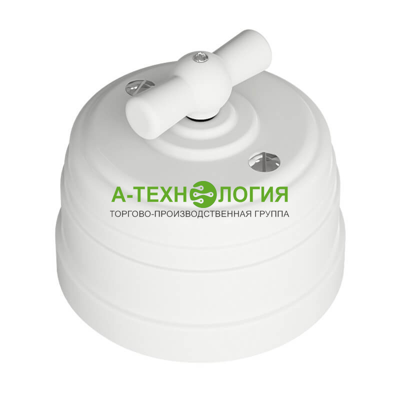 картинка Выключатель/переключатель фарфоровый поворотный проходной одноклавишный А-Технология