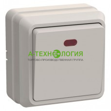 картинка Выключатель1-клавишный с подсветкой ВС20-1-1-ХД 10А ОКТАВА Кремовый А-Технология
