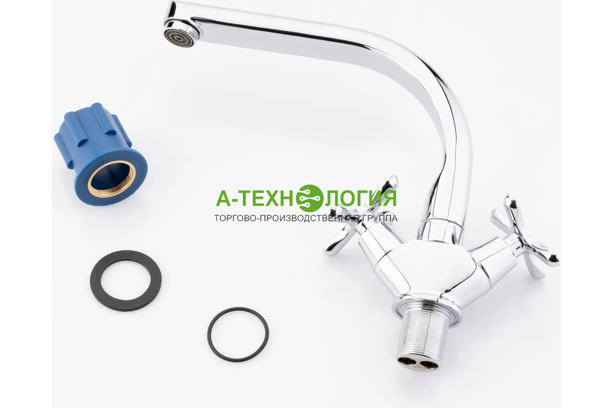 картинка SD47487 Смеситель для кухни A-TEH Хром двуручковый. А-Технология