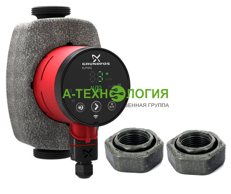 картинка Циркуляционный насос GRUNDFOS ALPHA2 25-80 180 (с гайками) от магазина  А-технология