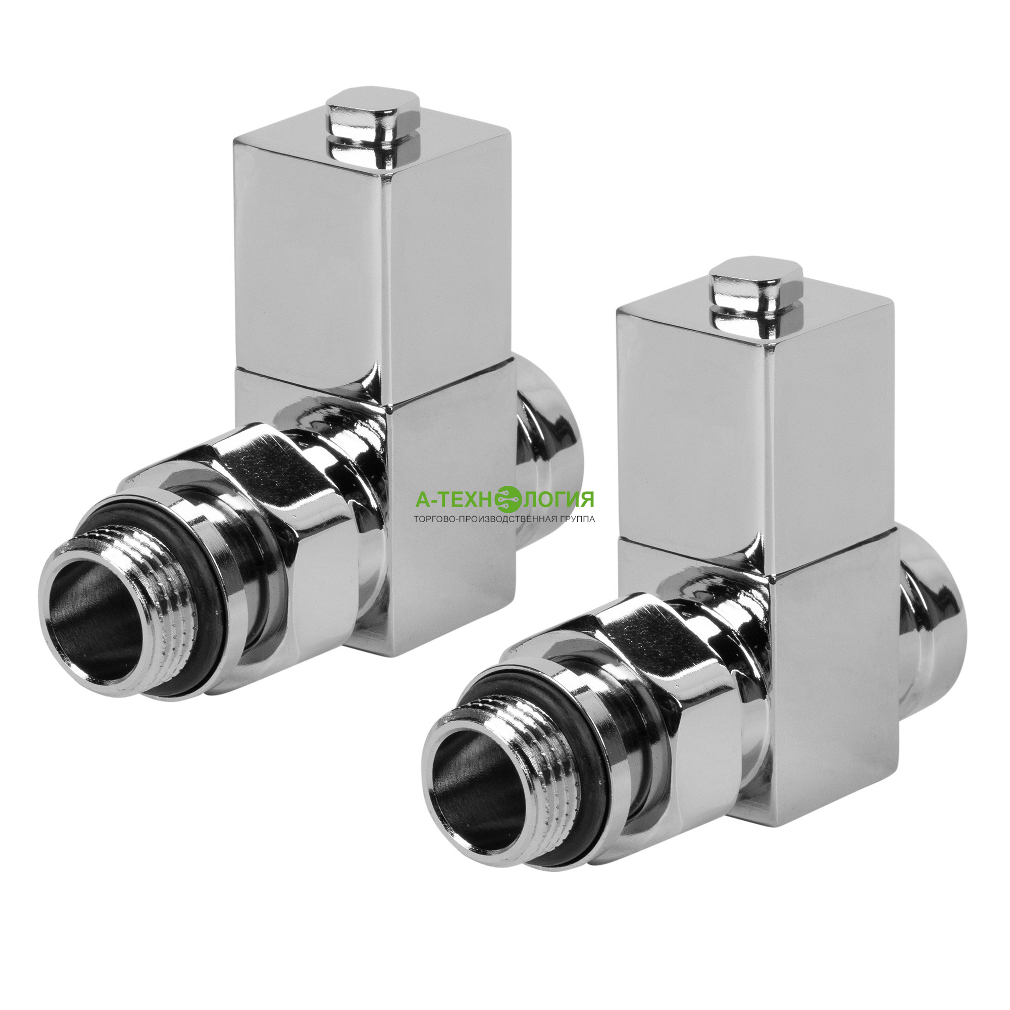 картинка Набор дизайн-вентилей ручной прямой ROYAL THERMO CUBE 1/2" (Хром) А-Технология