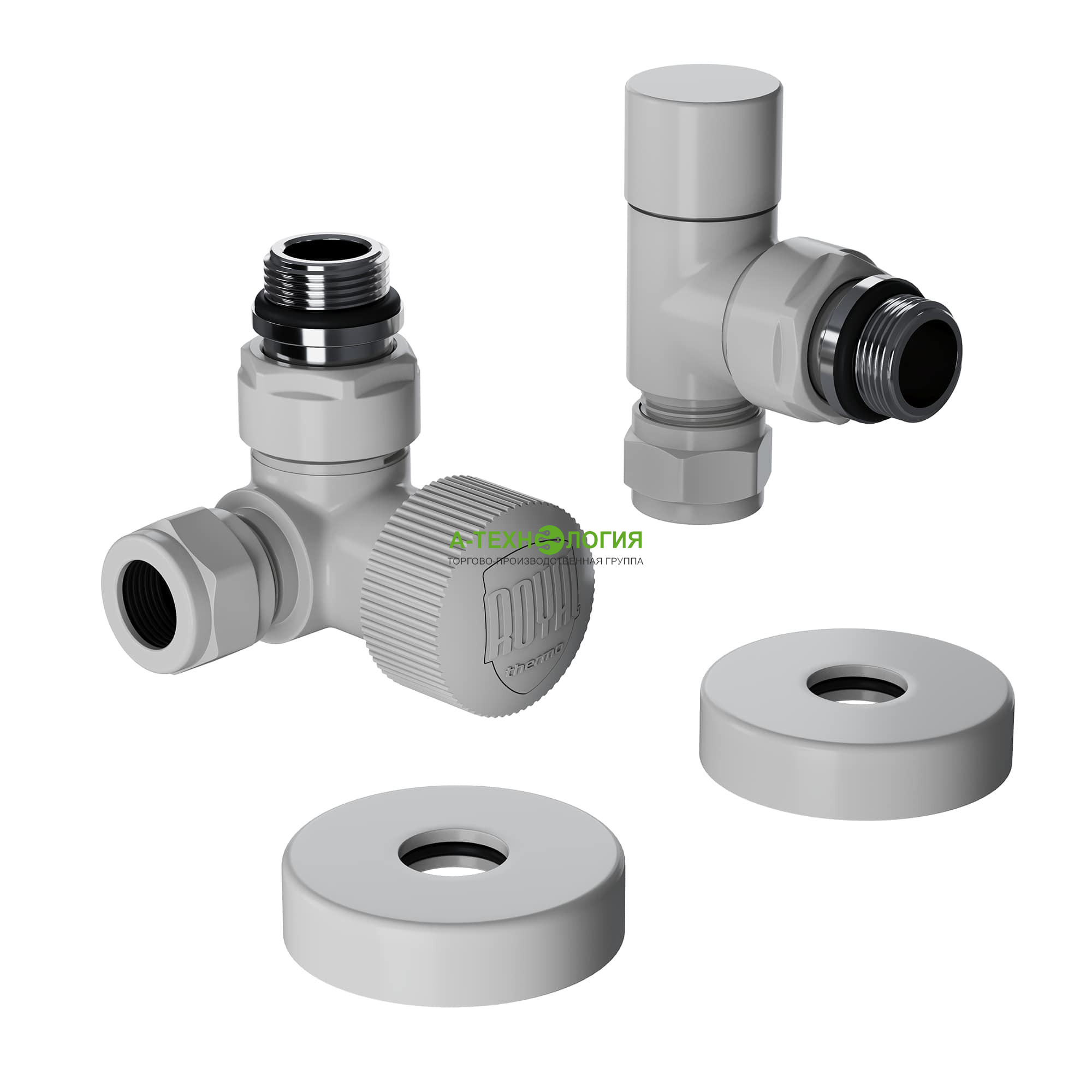 картинка Набор термостатический трехосевой ROYAL THERMO DESIGN PRO 1/2" М30х1,5 (Белый)  А-Технология