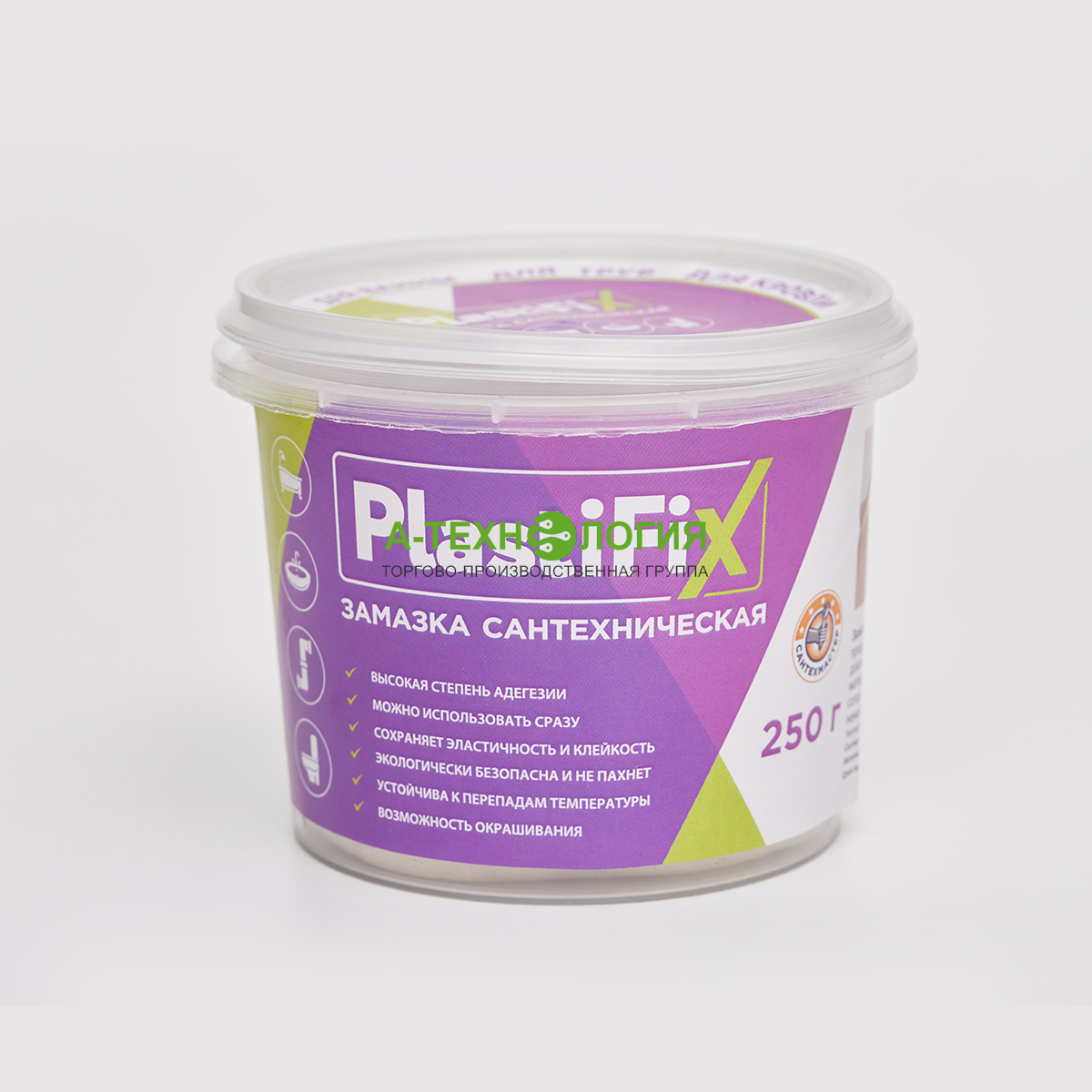картинка ЗАМАЗКА САНТЕХНИЧЕСКАЯ PLASTFIIX В БЛИСТЕРЕ 250 ГРАММ А-Технология