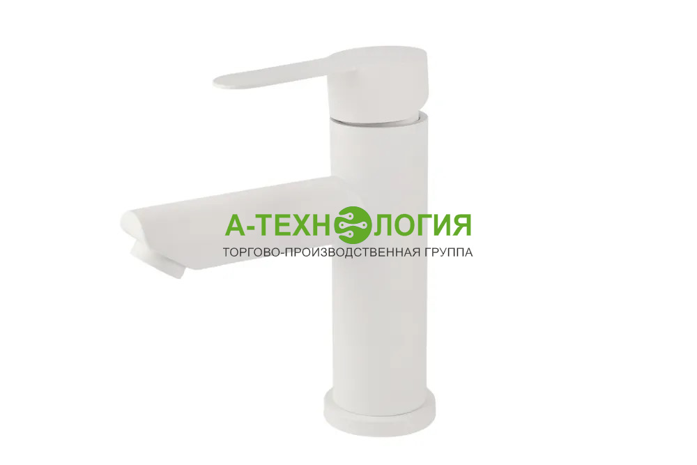 картинка SD3460-06 Смеситель для раковины A-TEH Белый матовый. Излив:11 см А-Технология