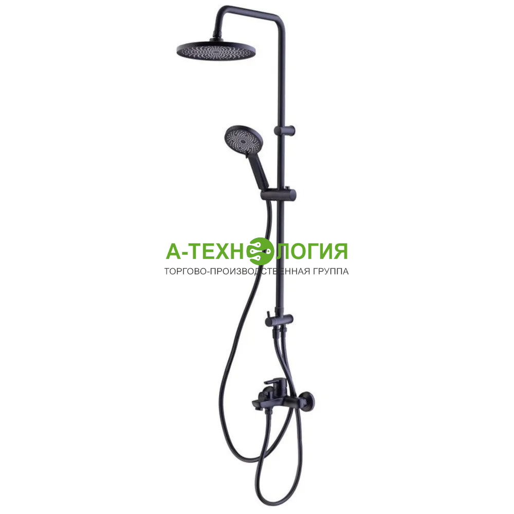 картинка SD270002-07 Душевая система с тропическим душем A-TEH Черный с коротким изливом. А-Технология