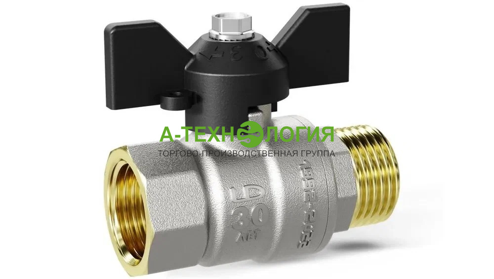 картинка кран шаровый латунный ld pride ду20 ру40 вн бабочка