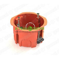 картинка Коробка скрытой установки D65x45 IP20 Красный для полых  стен с саморезами и зажимами А-Технология