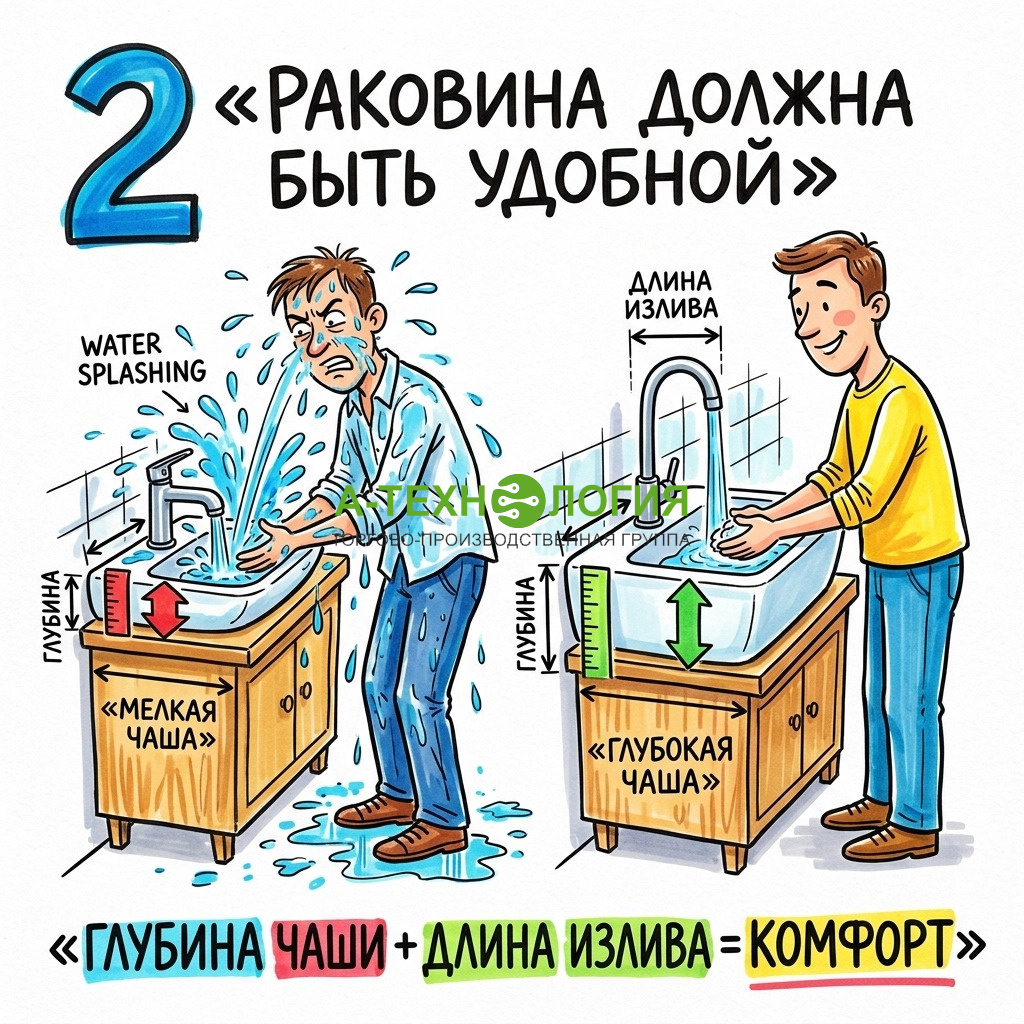 раковина должна быть удобной