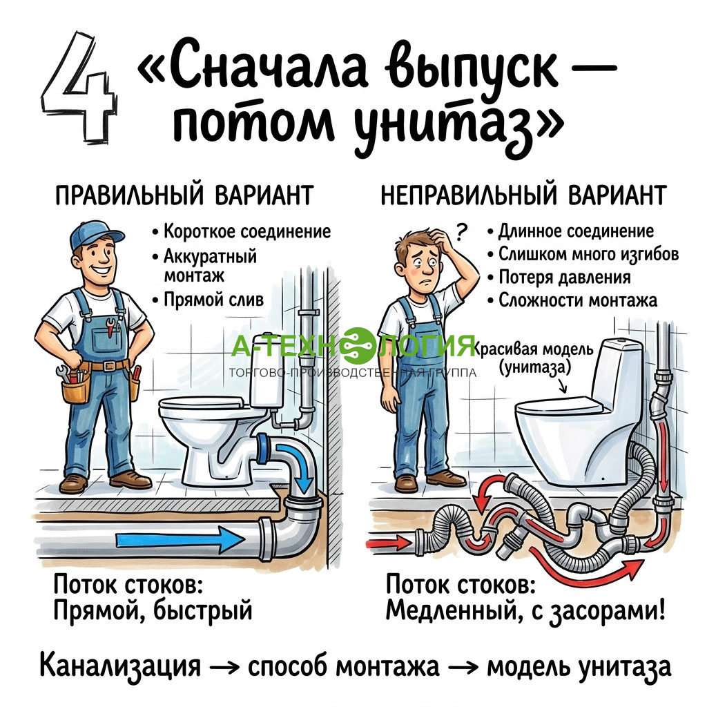 сначала выпуск — потом унитаз