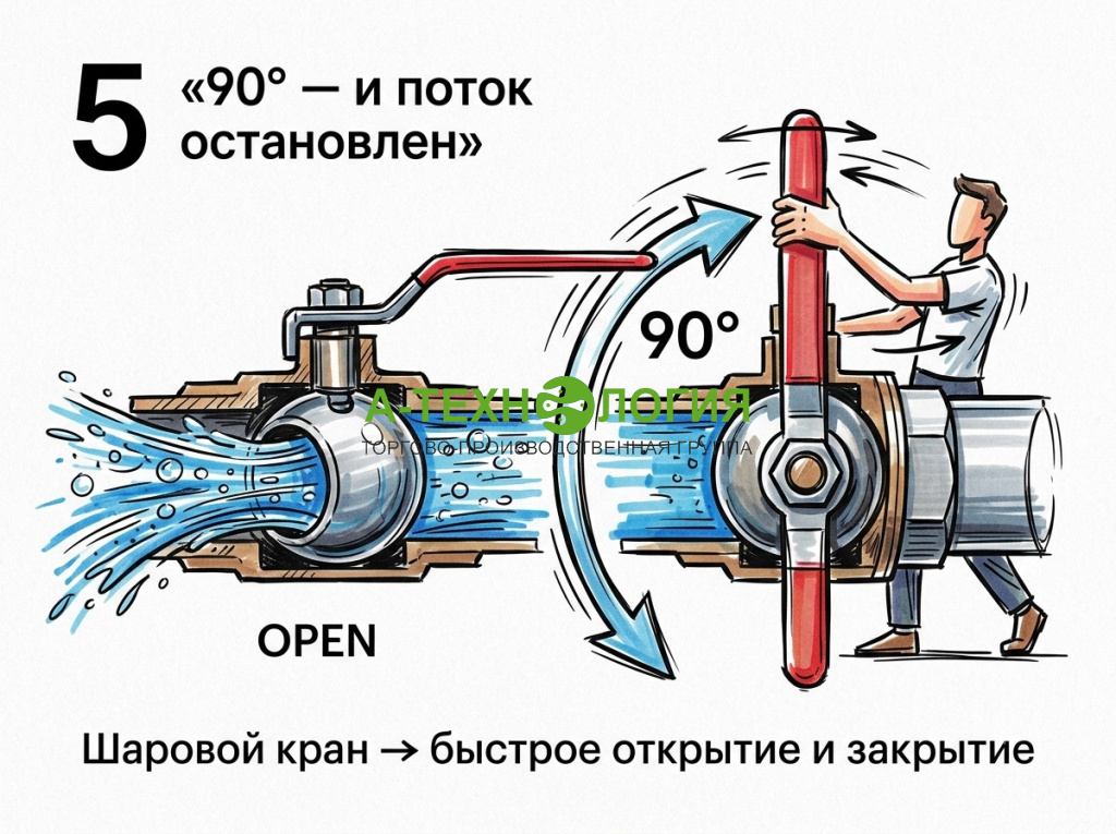90 градусов и поток остановлен