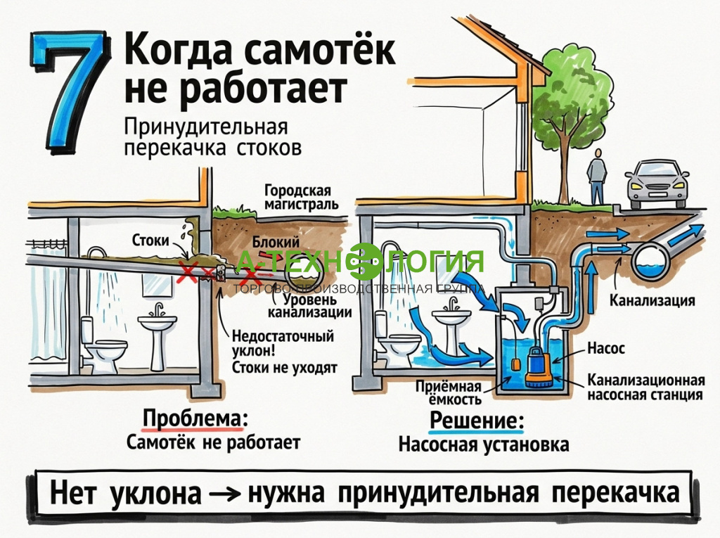 когда самотек не работает