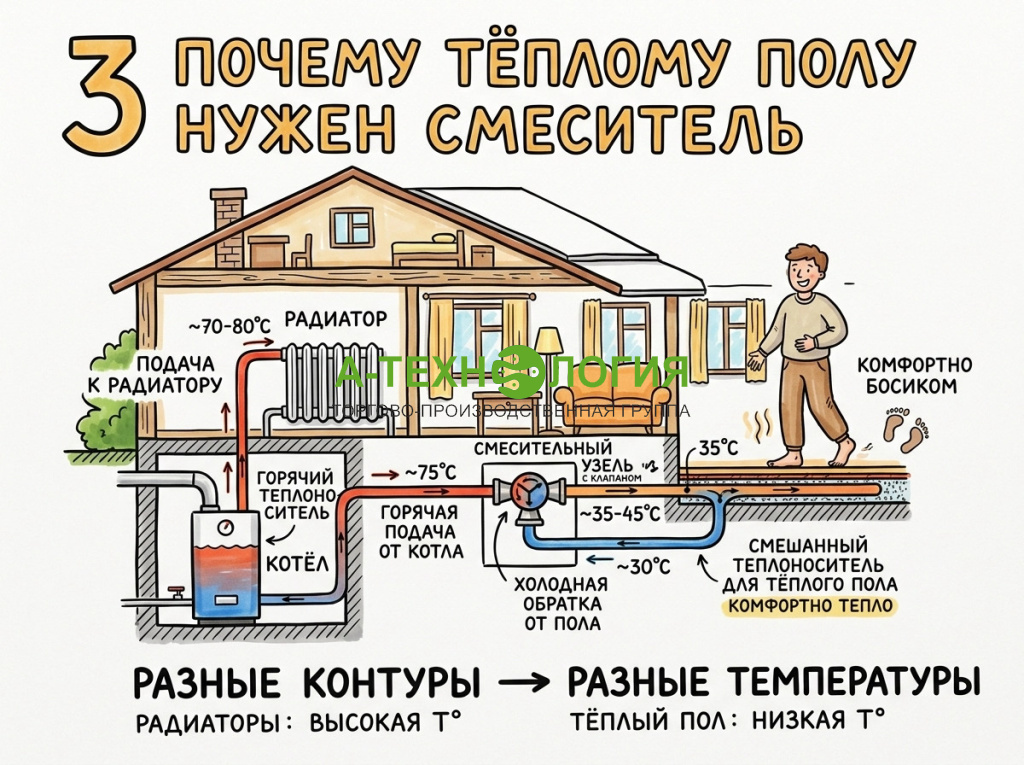 почему теплому полу нужен смеситель почему теплому полу нужен смеситель