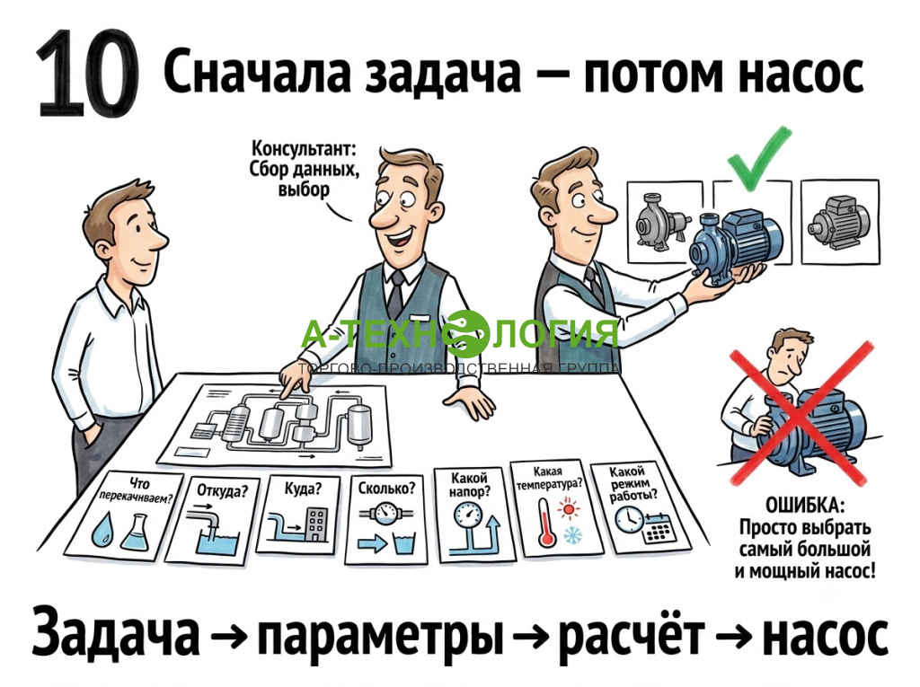 сначала задача, потом насос