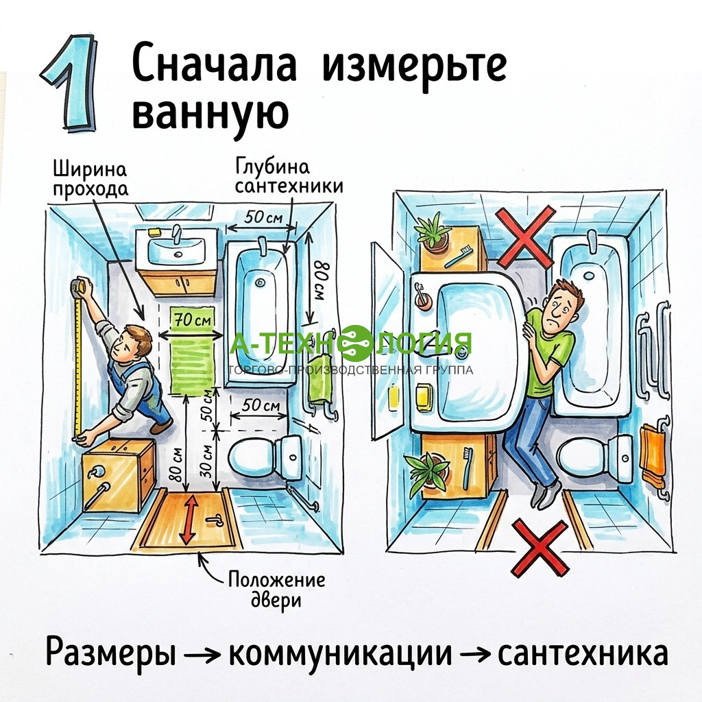 сначала измерьте ванную
